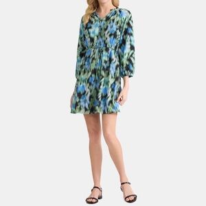 EUC- Time & Tru Split Neck Tie Waist Dolman Sleeve Dress